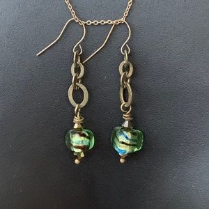 Handmade Glass Dangle Artisan Earrings Boho